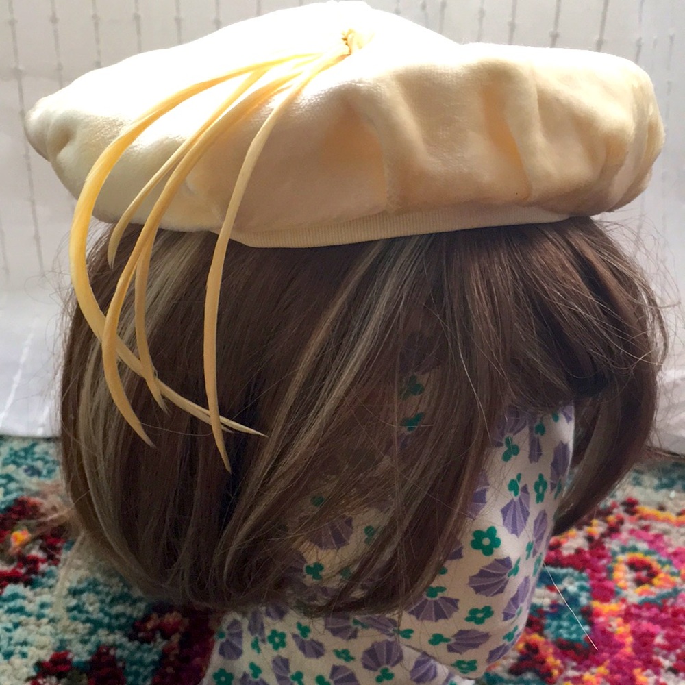 Vintage feather velvet hat